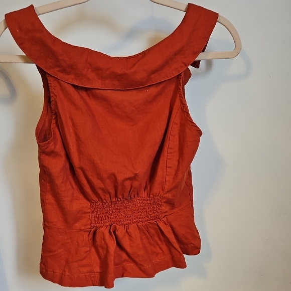 FREE PEOPLE Women's Red Button-Up Sleeveless Top - Picture 2 of 7